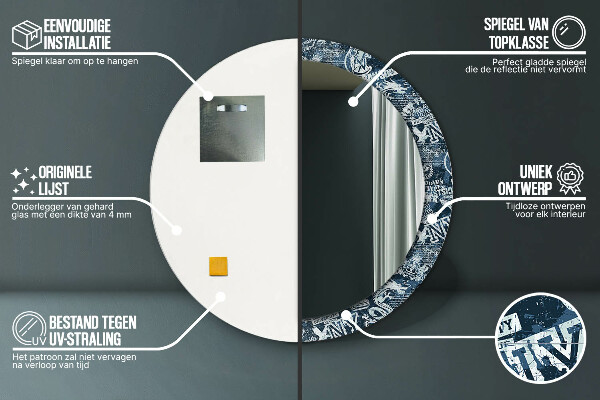 Miroir rond imprimé Collage