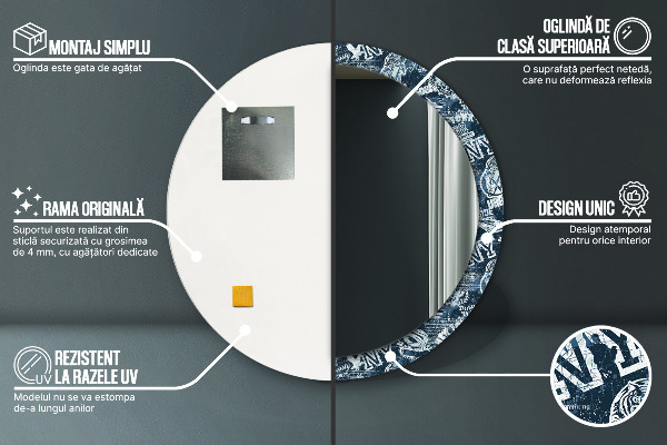 Miroir rond imprimé Collage