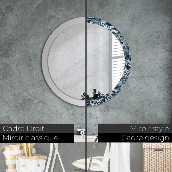 Miroir rond imprimé Collage