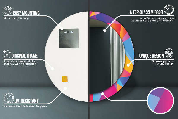 Miroir rond imprimé Composition géométrique