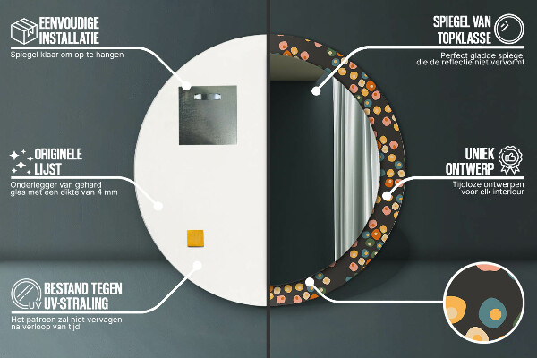 Miroir rond imprimé Pottes de fleurs