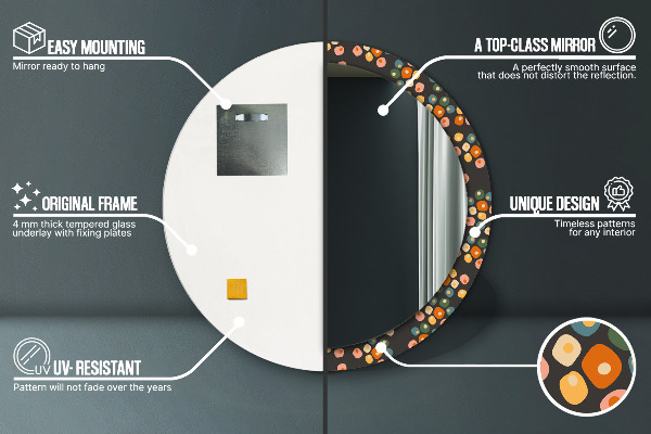 Miroir rond imprimé Pottes de fleurs