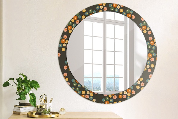 Miroir rond imprimé Pottes de fleurs