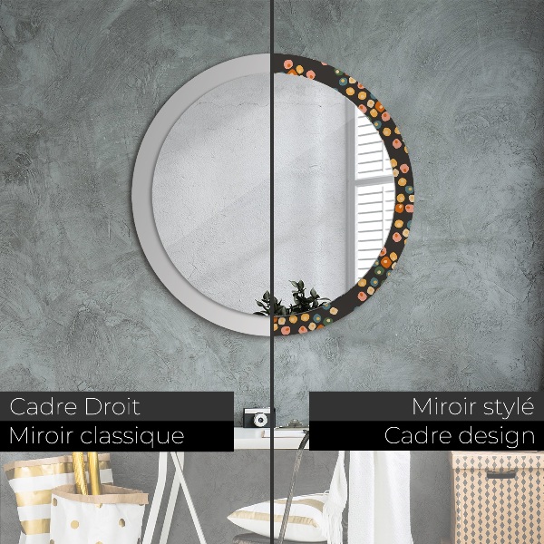 Miroir rond imprimé Pottes de fleurs