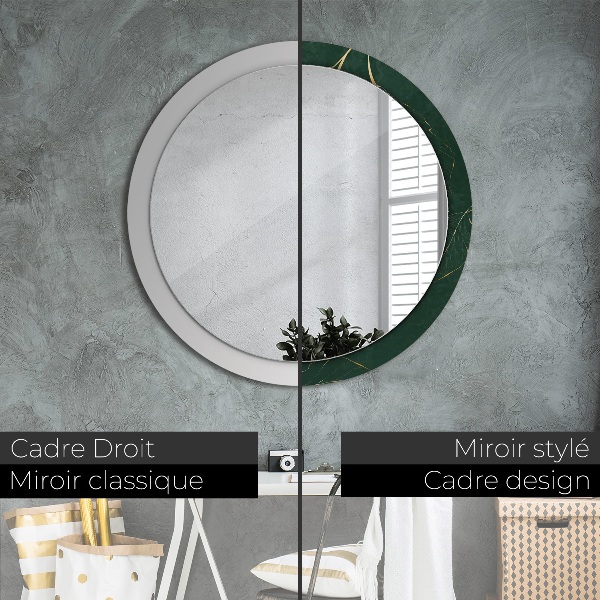 Miroir rond imprimé Feuilles dorées délicates
