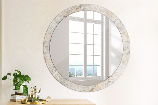 Miroir rond cadre avec impression Mosaïque minable