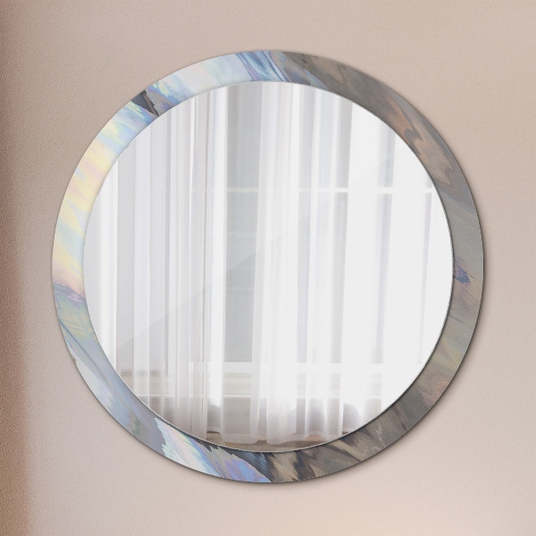 Miroir rond cadre avec impression Texture holographique