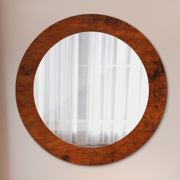 Miroir rond cadre avec impression Bois naturel