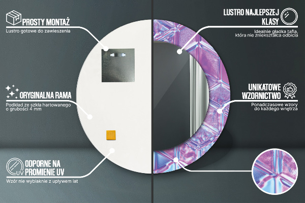 Miroir rond cadre avec impression Résumé surréaliste