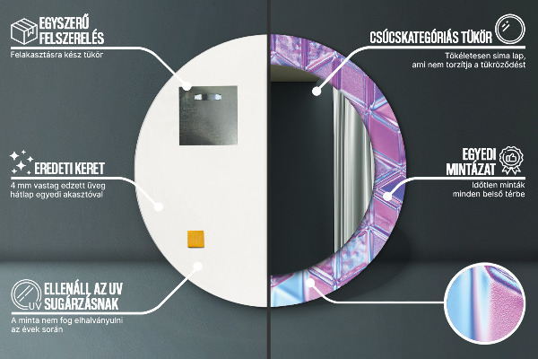 Miroir rond cadre avec impression Résumé surréaliste