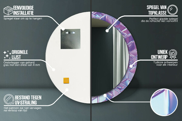 Miroir rond cadre avec impression Résumé surréaliste