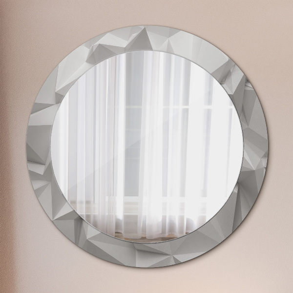 Miroir rond cadre avec impression Crystal blanc abstrait