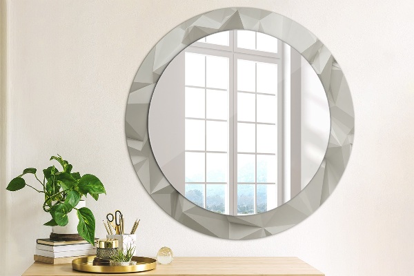 Miroir rond cadre avec impression Crystal blanc abstrait