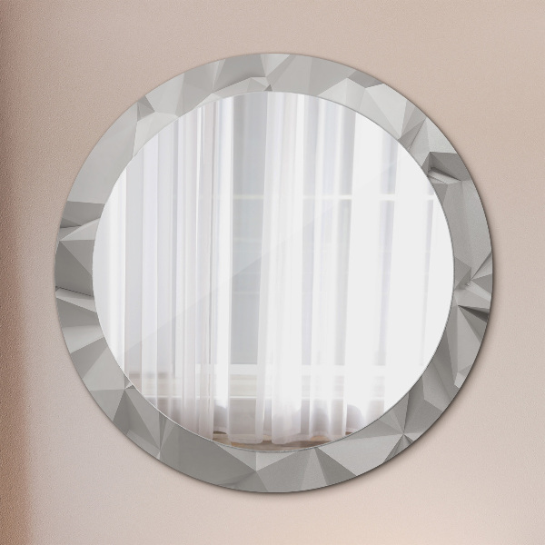 Miroir rond cadre avec impression Crystal blanc abstrait