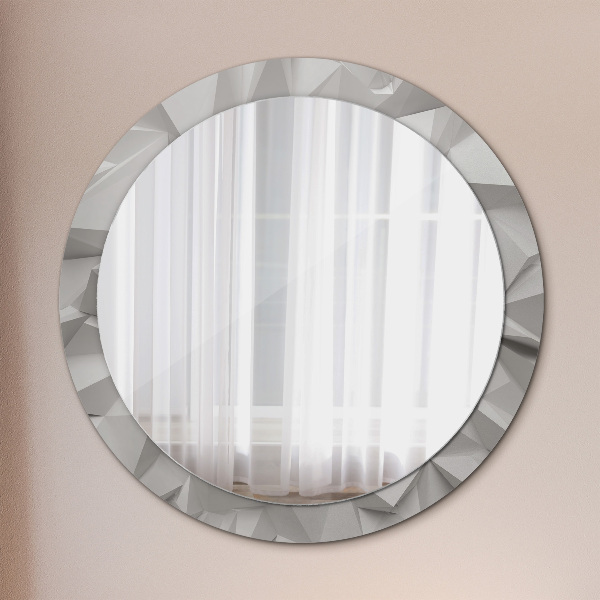 Miroir rond cadre avec impression Crystal blanc abstrait