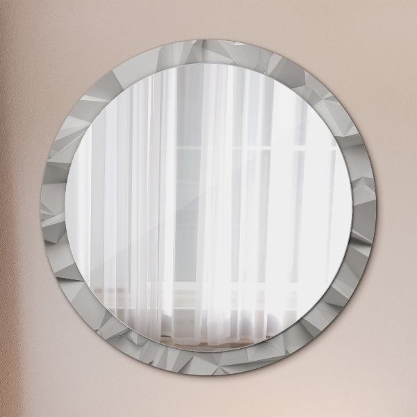 Miroir rond cadre avec impression Crystal blanc abstrait