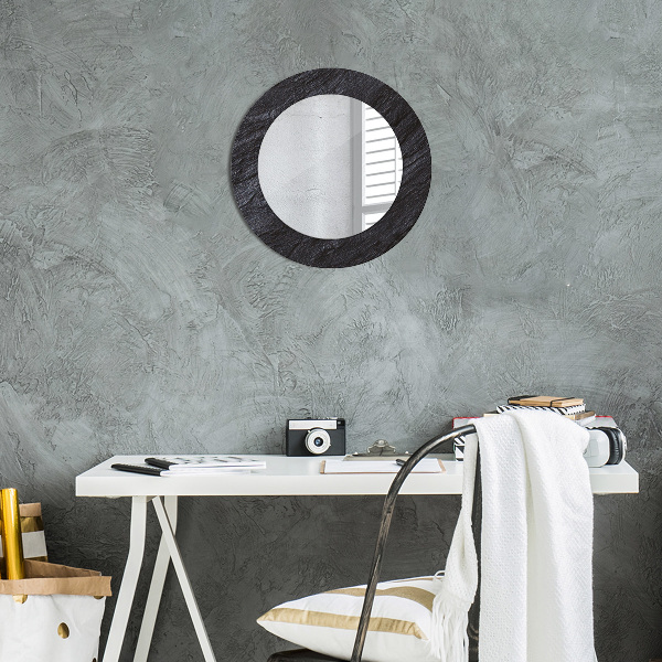 Miroir rond cadre avec impression Pierre noire