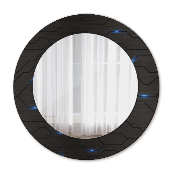 Miroir rond cadre avec impression Abstrait futuriste