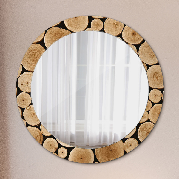 Miroir rond avec décoration Bûches