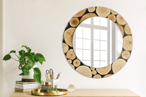 Miroir rond avec décoration Bûches