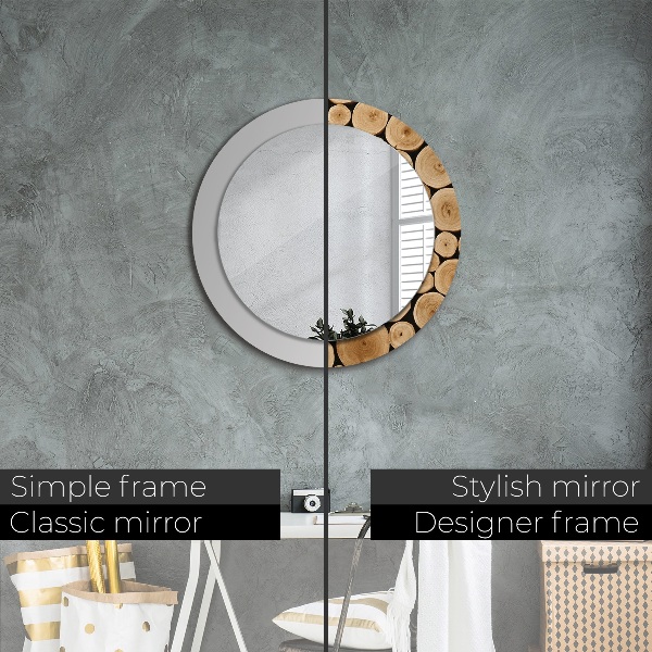 Miroir rond avec décoration Bûches