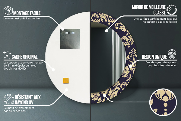 Miroir rond avec décoration Motif floral