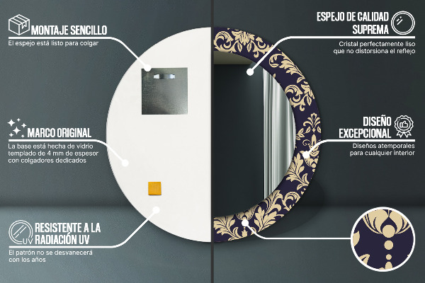 Miroir rond avec décoration Motif floral