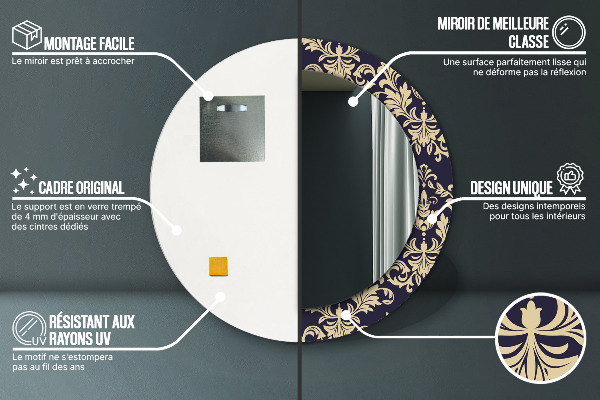 Miroir rond avec décoration Motif floral
