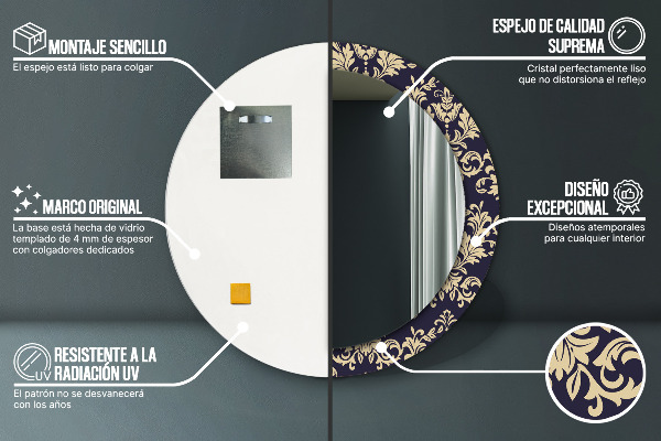 Miroir rond avec décoration Motif floral