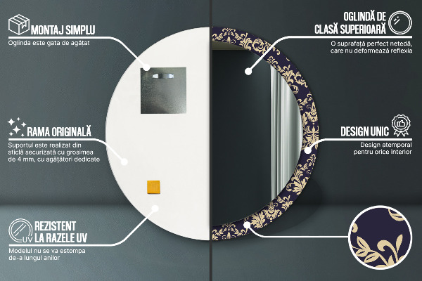Miroir rond avec décoration Motif floral