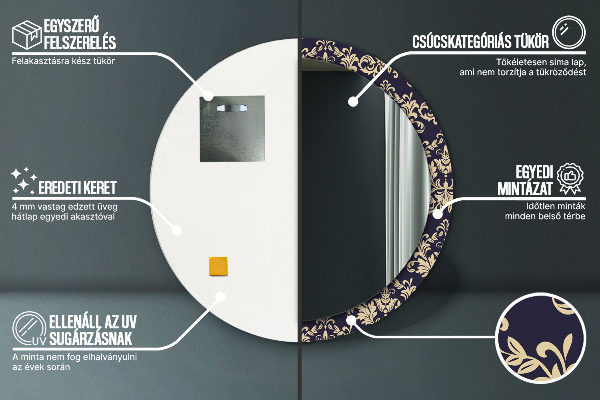 Miroir rond avec décoration Motif floral