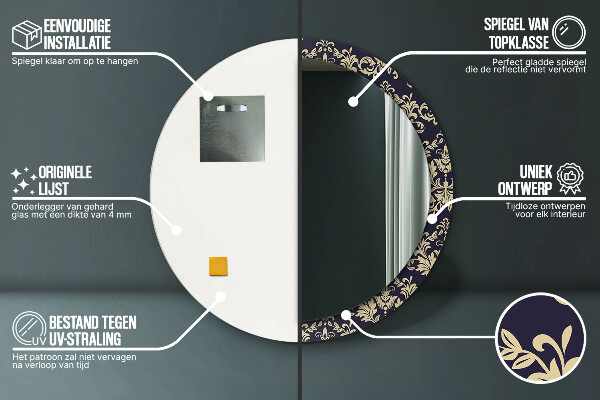 Miroir rond avec décoration Motif floral