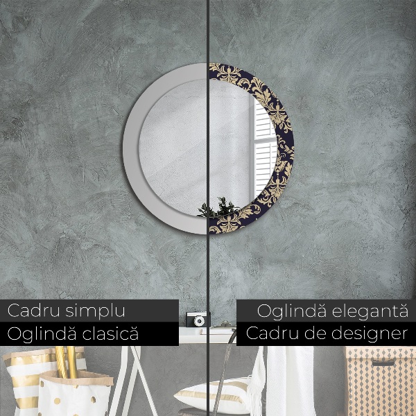 Miroir rond avec décoration Motif floral
