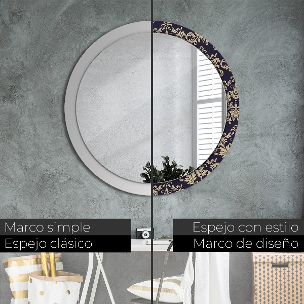 Miroir rond avec décoration Motif floral
