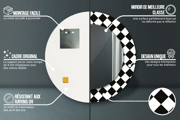 Miroir rond avec décoration Bureau d'échecs