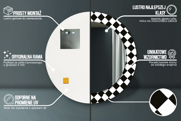 Miroir rond avec décoration Bureau d'échecs