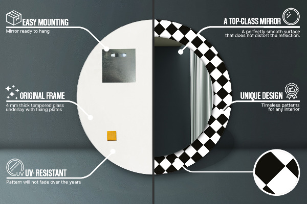 Miroir rond avec décoration Bureau d'échecs