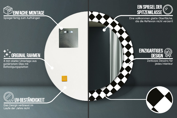 Miroir rond avec décoration Bureau d'échecs