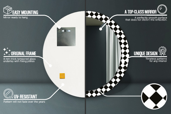 Miroir rond avec décoration Bureau d'échecs