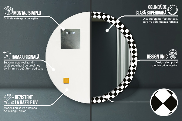 Miroir rond avec décoration Bureau d'échecs