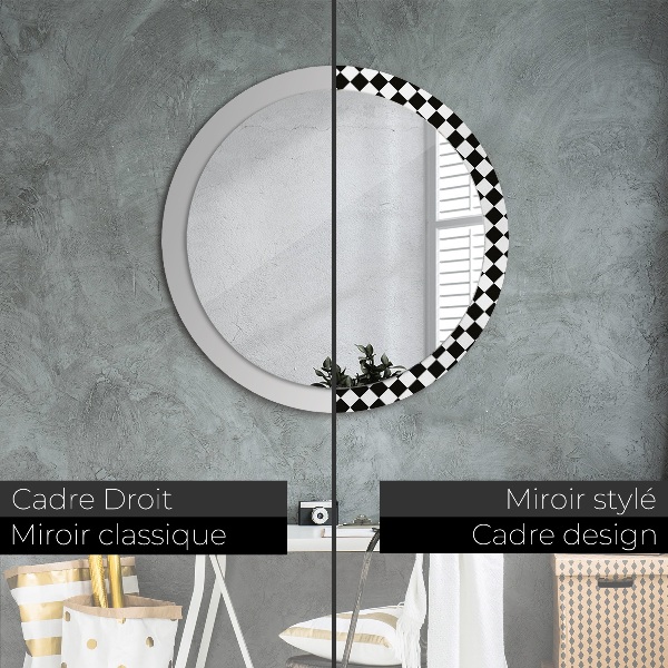 Miroir rond avec décoration Bureau d'échecs