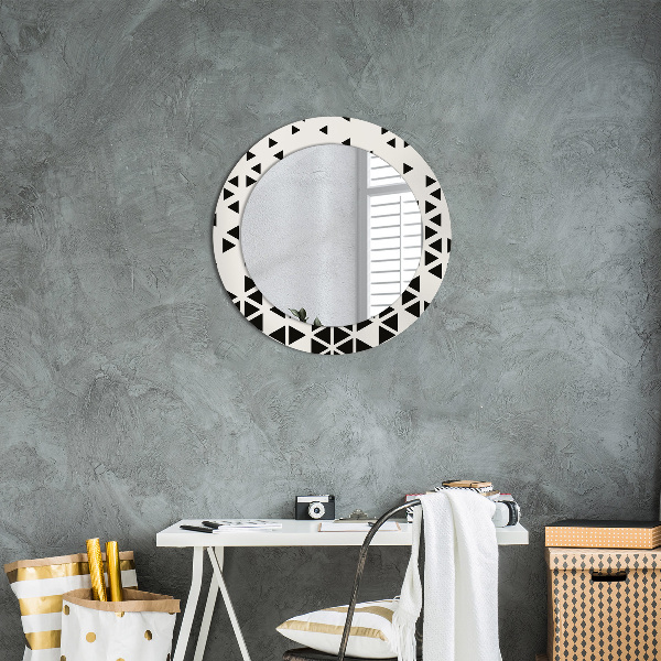 Miroir rond avec décoration Résumé géométrique