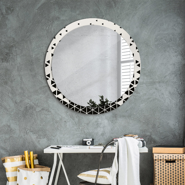 Miroir rond avec décoration Résumé géométrique