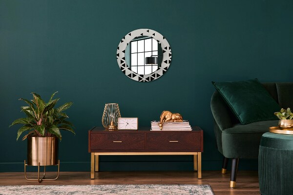 Miroir rond avec décoration Résumé géométrique