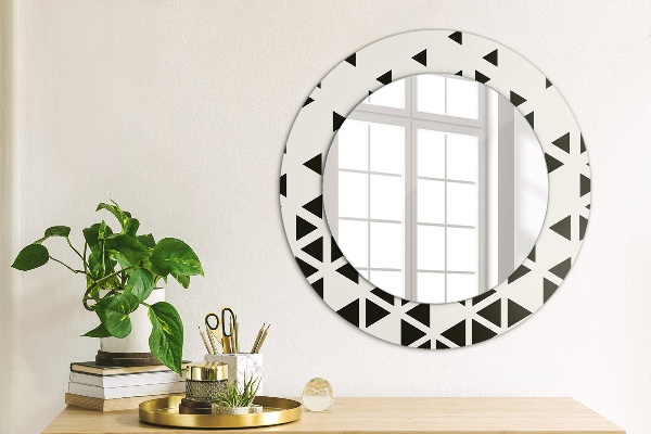 Miroir rond avec décoration Résumé géométrique