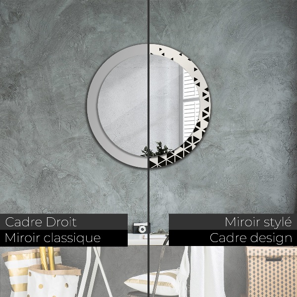 Miroir rond avec décoration Résumé géométrique