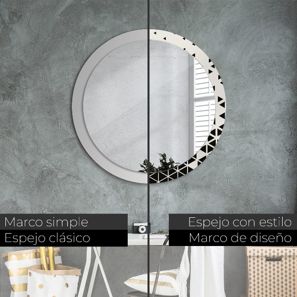 Miroir rond avec décoration Résumé géométrique