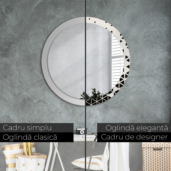 Miroir rond avec décoration Résumé géométrique