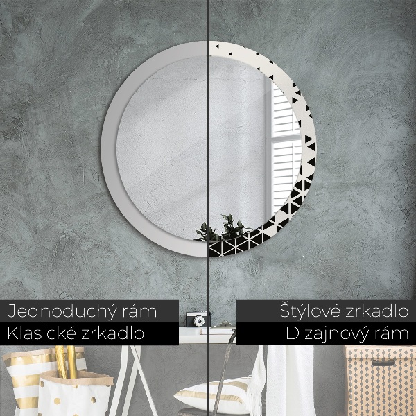 Miroir rond avec décoration Résumé géométrique