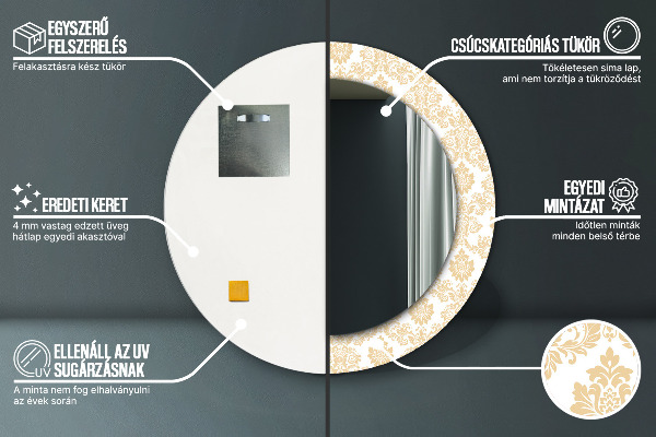 Miroir rond avec décoration Damasique baroque